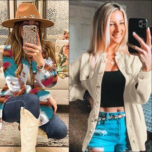 Corduroy Shacket, Casual Oversized Button Down shirt jacket